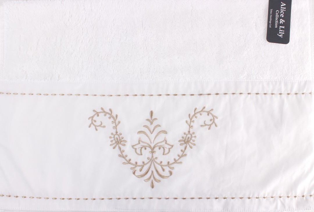 Embroidered cotton hand towel 'Sienna white' Code: HT-SIE/WHT image 0